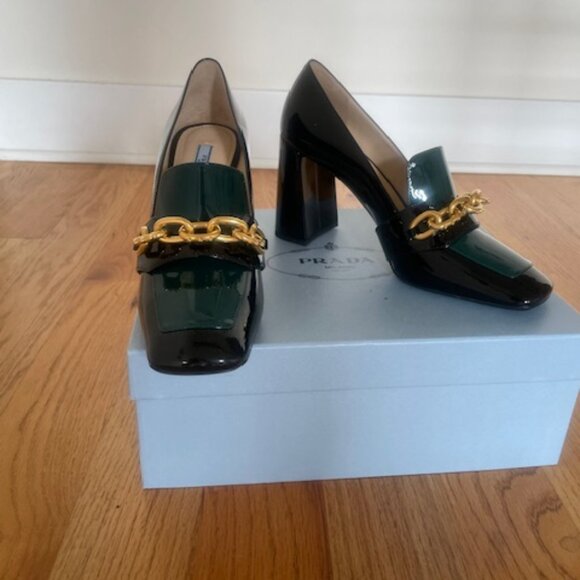 $890 PRADA Gold Chain Statement Loafer Pump New w/Box -  S 8,5/9 IT - Picture 6 of 16